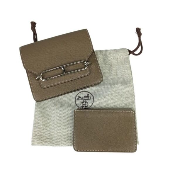 HERMES Hermès Wallet/Coin Case Lauris Luli Etoupe Chevre Mysore Women's - Picture 9 of 9